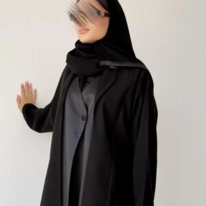 "A70-عباية بياقة ساتان انيقة "