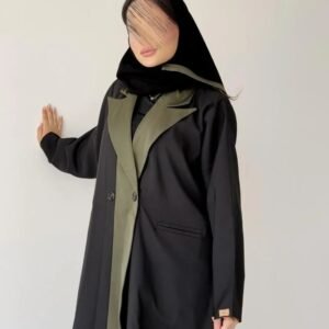 "A71-بليزر بياقة اخضر زيتي "